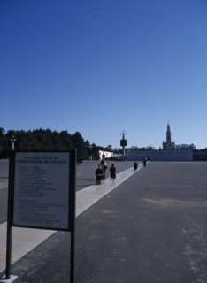 PORTUGAL, Beira Litoral, Fatima, Pilgrims approaching shrine on their knees whilst praying