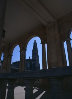 PORTUGAL, Beira Litoral, Fatima, Church seen through cloister arches