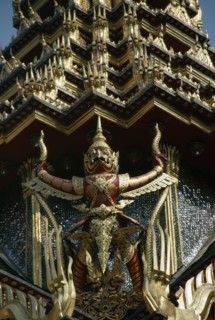 THAILAND, Bangkok, Grand Palace detail of roof with winged carving