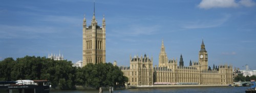 ENGLAND, London, Westminster, The Houses of Parliament and Big Ben with the River Thames in the