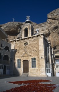 SYRIA, South, Maaloula, "Deir Martalka, the Convent of St Takla.  Exterior and bell tower with
