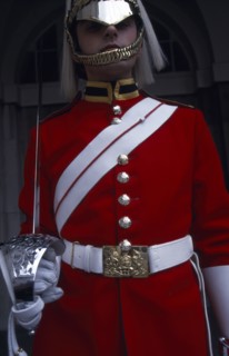 ENGLAND, London, Military, "Horse Guard, dismounted, standing to attention. "