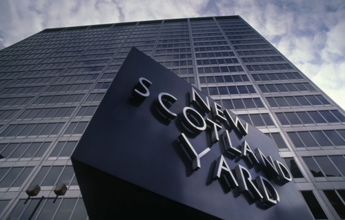SOCIETY, Law and Order, Police, New Scotland Yard rotating sign with the London Metropolitan Police