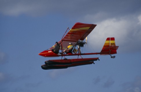 20016492 CUBA Matanzas Province Varadero Two seat microlight airborne carrying a tourist