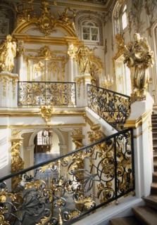 RUSSIA, St Petersburg, Peterhof, "Great Palace.  Interior, detail of the main staircase and ornate
