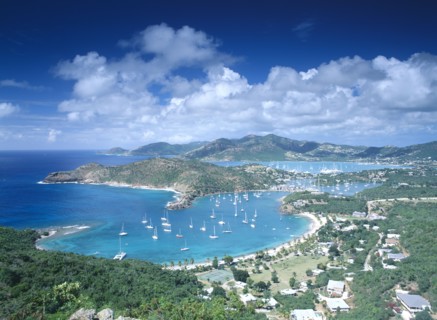 WEST INDIES, Antigua, Shirley Heights, View from Shirley heights over Falmouth and English Harbours