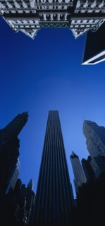 USA, New York State, New York, Midtown architecture seen from below looking upwards against
