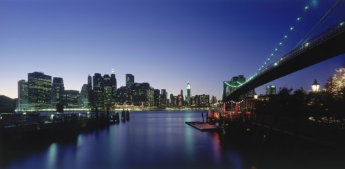 USA, New York State, New York, Lower Manhattan.  Post September 11 skyline from Brooklyn