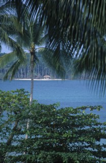 THAILAND, Trat Province, Koh Chang, Kai Bae Beach view towards small sandy beach with a small