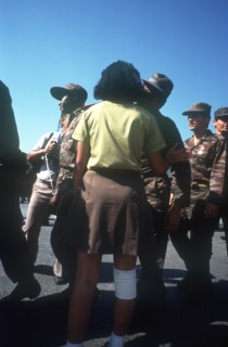 CUBA, Military, Soldiers returning from Angola being greeted by students