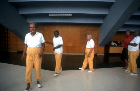 CUBA, Institute of Psychiatry, Female inmates and their therapist doing exercises