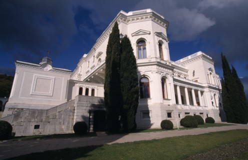 UKRAINE, Yalta, Livadia Palace. Exterior view from the grounds.