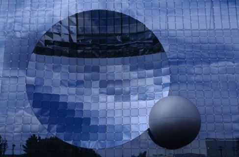 FRANCE, Poitiers, Planet Futuroscope, Le Parc Europeen de l’Image. Cyber World. Mirrored building