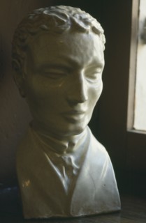 HANDICAP, Eyes, Close up of bust of Louis Braille lit by nearby window