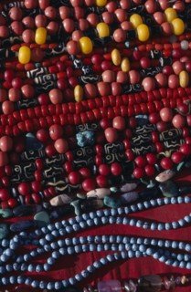 CHINA, Tibet, Lhasa, Jewellery stall on the Barkhor pilgrim circuit at Jokhang Temple