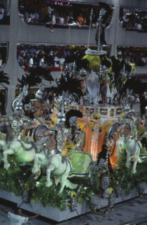BRAZIL, Rio de Janeiro, Carnival float with minotaur models on the front
