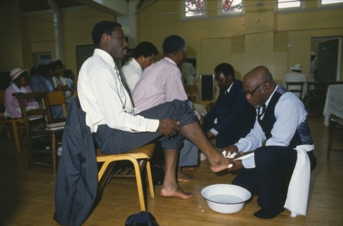 ENGLAND, London, Religion, Pentecostal church service.  Members of the congregation taking part in