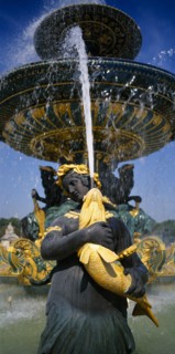 FRANCE, Ile de France, Paris, Place de La Concorde.  Detail of fountain with sculpted female figure