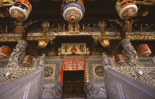 MALAYSIA, Penang, Georgetown, "Koo Kongsi, the Dragon Mountain Hall. Exterior of clan house, black