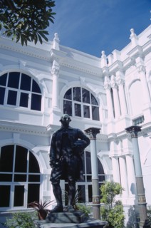 MALAYSIA, Penang, Georgetown, Penang Museum and Art Gallery.  Part view of white painted exterior