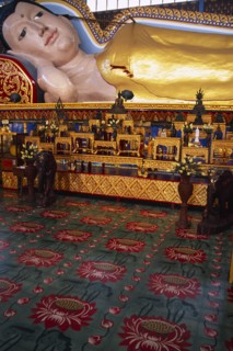 MALAYSIA, Penang, Georgetown, Wat Chayamangkalaram.  Interior with part view of 32 metre long