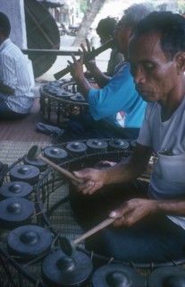 CAMBODIA, Phnom Pehn, Group of musicians playing traditional instruments.