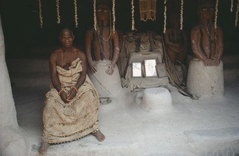 NIGERIA, Benin, Priest at Olokun Shrine.