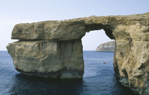 MALTA, Gozo, Dwejra, Azure Window natural rock arch.