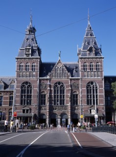 HOLLAND, Noord, Amsterdam, Rijksmuseum facade designed by P.J.H Cuijpers and decorated with gothic