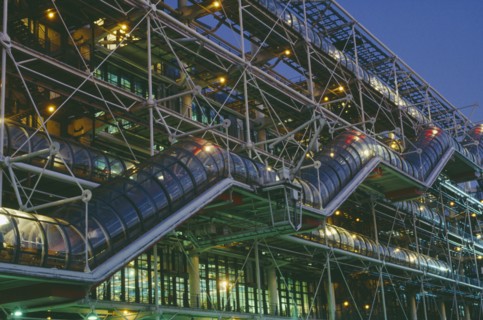 FRANCE, Ile de France, Paris, The Pompidou Centre.  Exterior at dusk.
