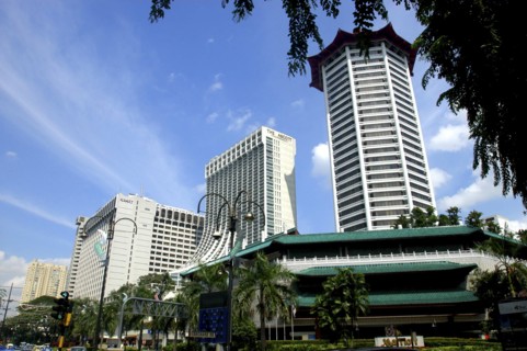SINGAPORE, General, View of the Marriot hotel and other high rise buildings on Orchard Road