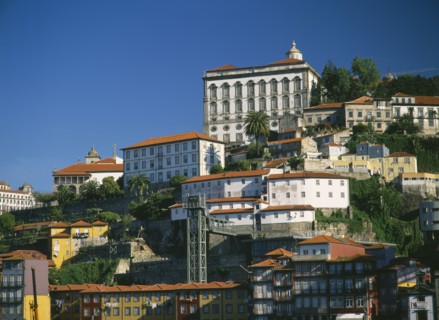 PORTUGAL, Porto, Oporto, View over Ribeira District and Bishops Palace