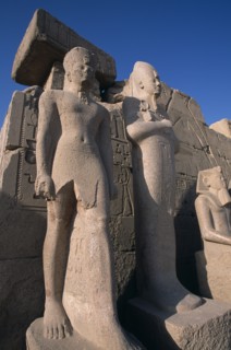 EGYPT, Nile Valley, Karnak, Precinct of Amun.  Statues of Middle Kingdom Pharaohs in Cachette Court