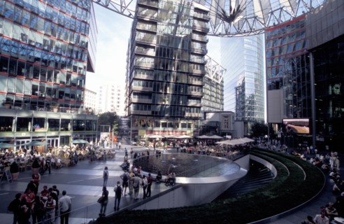 GERMANY, Berlin, Potsdamer Platz. View over Sony complex interior