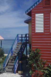 WEST INDIES, Bahamas, Nassau, Compass Point.  Architectural detail showing roof vent and window