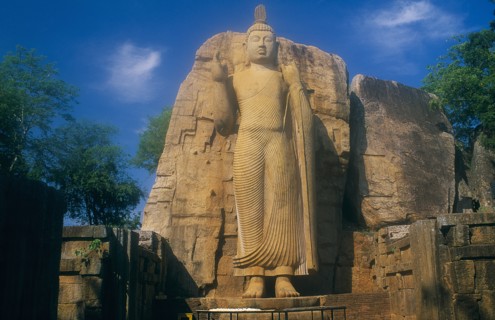 SRI LANKA, Aukana, Twelve metre high standing Buddha believed to have been sculpted during the