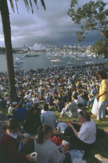 AUSTRALIA, New South Wales, Sydney, Crowds gathered at Mrs Macquaries Point to watch the New Years
