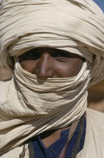 MALI, Tribal People, Head and shoulders portrait of Touareg man.