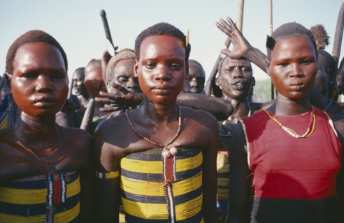 SUDAN, South, Tribal Peoples, Dinka cattle festival or Toich.