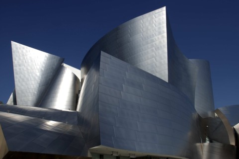 USA, California, Los Angeles, The Walt Disney Concert Hall modern silver exterior designed by Frank