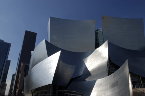 USA, California, Los Angeles, The Walt Disney Concert Hall modern silver exterior designed by Frank