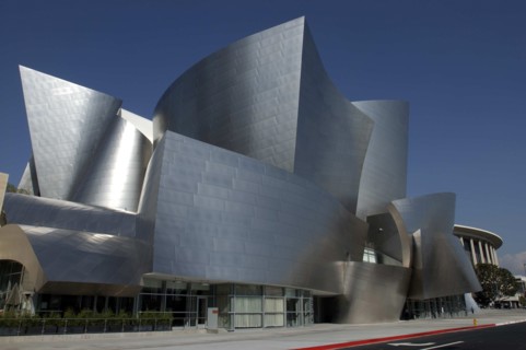 USA, California, Los Angeles, The Walt Disney Concert Hall modern silver exterior designed by Frank