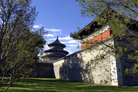 CHINA, Beijing, Tiantan Park, aka The Temple of Heaven. View of the Hall of Prayer for Good