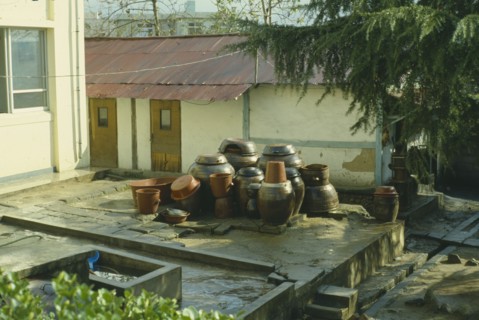 SOUTH KOREA, Food, "Earthenware pots containing Kimchi, fermented spiced vegetables that is a