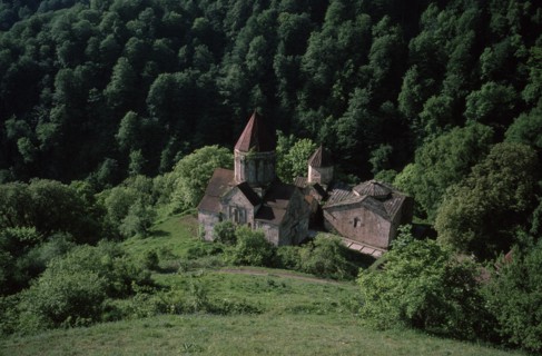 ARMENIA, Dilijan Region, Hrazdan, Thirteenth century church amongst trees.