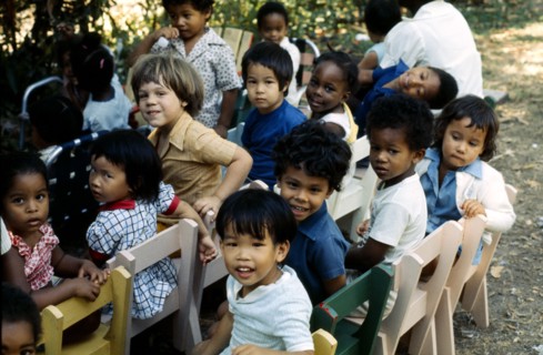 WEST INDIES, Trinidad, Mixed race group of children in nursery school.