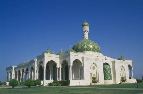 OMAN, Muscat, Al Zalfar Mosque exterior.