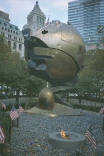 USA, New York, Manhattan, Fritz Koenig Sphere sculpture formerly sited at the World Trade Center