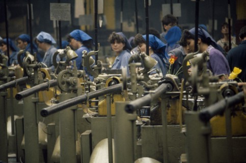 ROMANIA, Bucharest, Women factory workers.