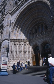 20059177 ENGLAND  London Kensington. Natural History Museum. Exterior view  with visitors walking up the steps to the main entrance.